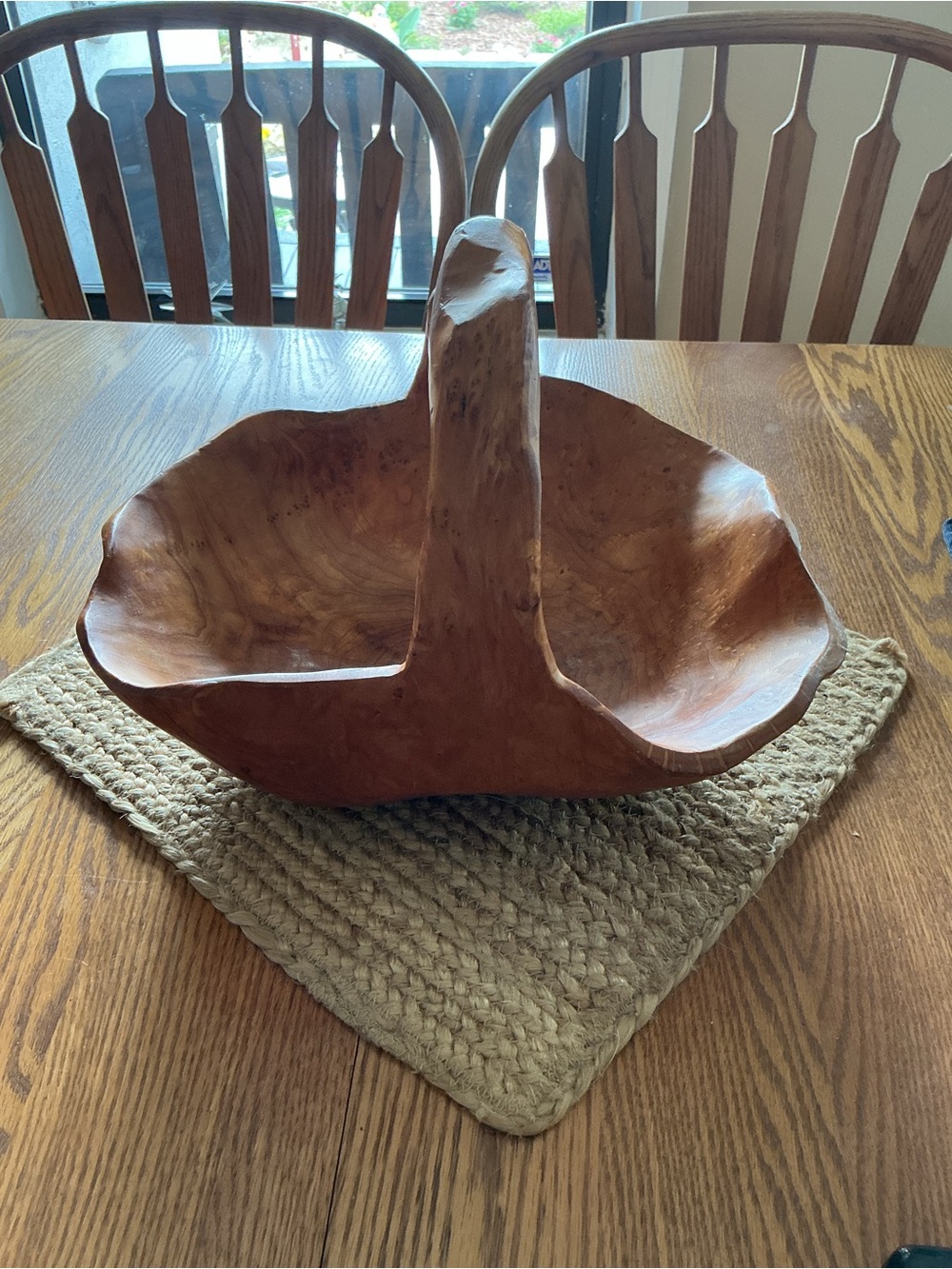 D’ ECCO Carved Burl Wood Basket